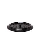 Round shiny black cast iron lid