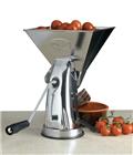 Manual stainless steel tomato press with a suction pad