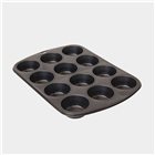 Non-stick steel muffin tin with 12 holes