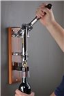 Chrome wall corkscrew with wooden stand