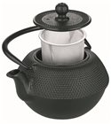 Black cast iron teapot 720ml induction compatible stainless steel filter