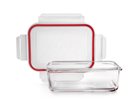 Airtight and stackable glass storage box 13x18 cm