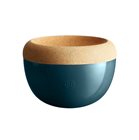 Fruit bowl high 4.7 l. Emile Henry Blue Feu Doux ceramic storage bowl with cork tray