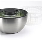 26 cm stainless steel salad spinner with pusher