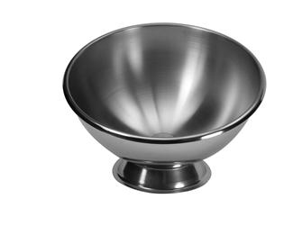 Large round bottomed pastry bowl in stainless steel 35 cm with a stand