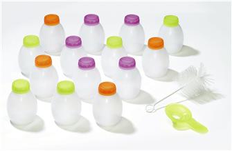 14 small bottles for drinkable yoghurts