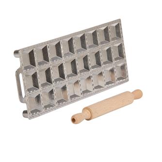 Mould for 24 square ravioli with a roller