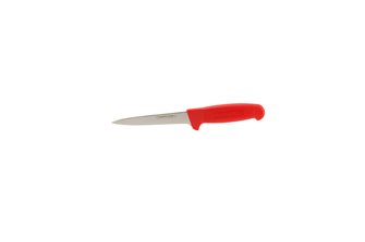 Straight back boning knife with worn blade - 14 cm - red