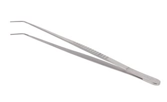 Presentation forceps with curved tip in stainless steel 35 cm