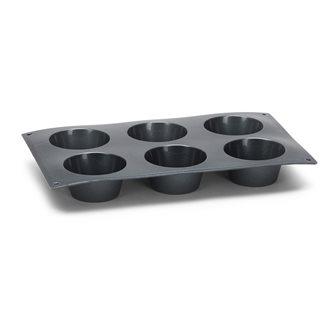 Mold 6 muffins black silicone with metal particles