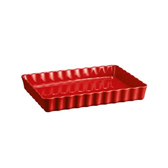 Emile Henry long rectangular pie dish in Grand Cru red ceramic