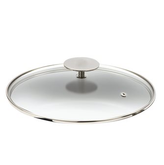 Glass lid for stainless steel jam basin with handle 30 cm