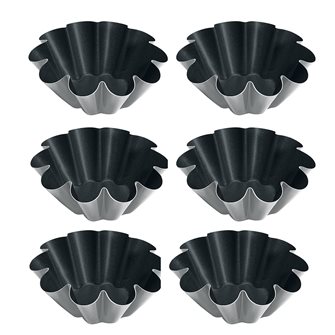 Small Bun Mould of 8 cm with a coating of Obsidian Non-stick Steel Set of 6