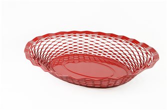 Large oval bread basket in red