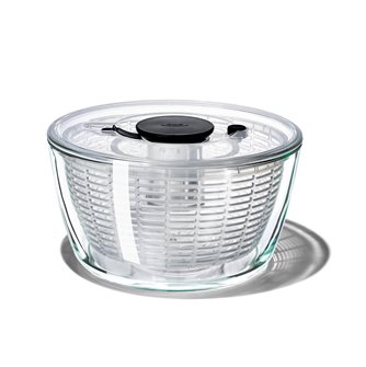 26 cm glass salad spinner with ergonomic pusher OXO