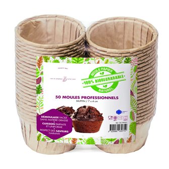 Set of 50 muffin cups 7.2 cm in 100% natural biodegradable paper