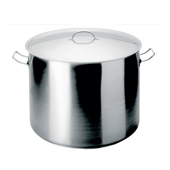 Professional 18/10 stainless steel induction hob cooking pot with lid 50 cm 98 liters made in Europe