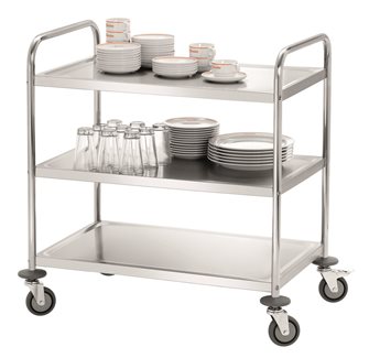 Stainless steel trolley with 3 trays